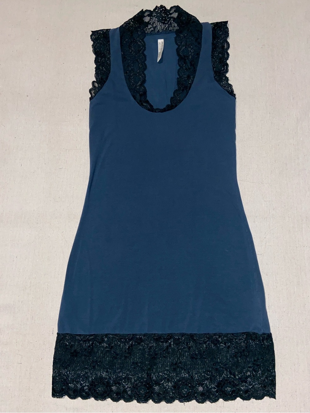 Free People Teal Green Lace Trim Long Tank
